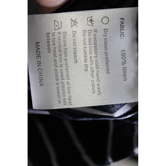 Ellelauri Women's Zip Closure Flat Front Straight Leg Linen Pant Stripe Size XS - Picture 5 of 6